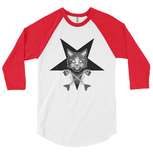 Pentagram Cat 3/4 sleeve raglan shirt