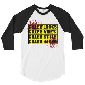 Killer In Bed 3/4 sleeve raglan shirt